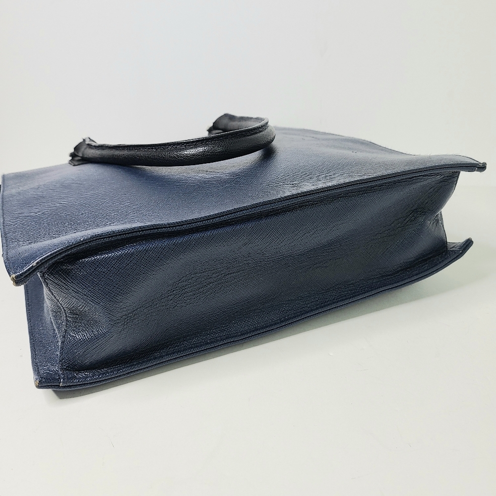 LR Paris Two-Tone Navy Blue Black Vintage Tote Bag - Picture 5 of 12